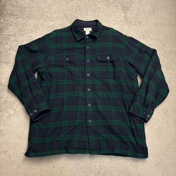 L.L. Bean Fleece-Lined Flannel Shirt Jacket Black Watch Men’s - Picture 1 of 9